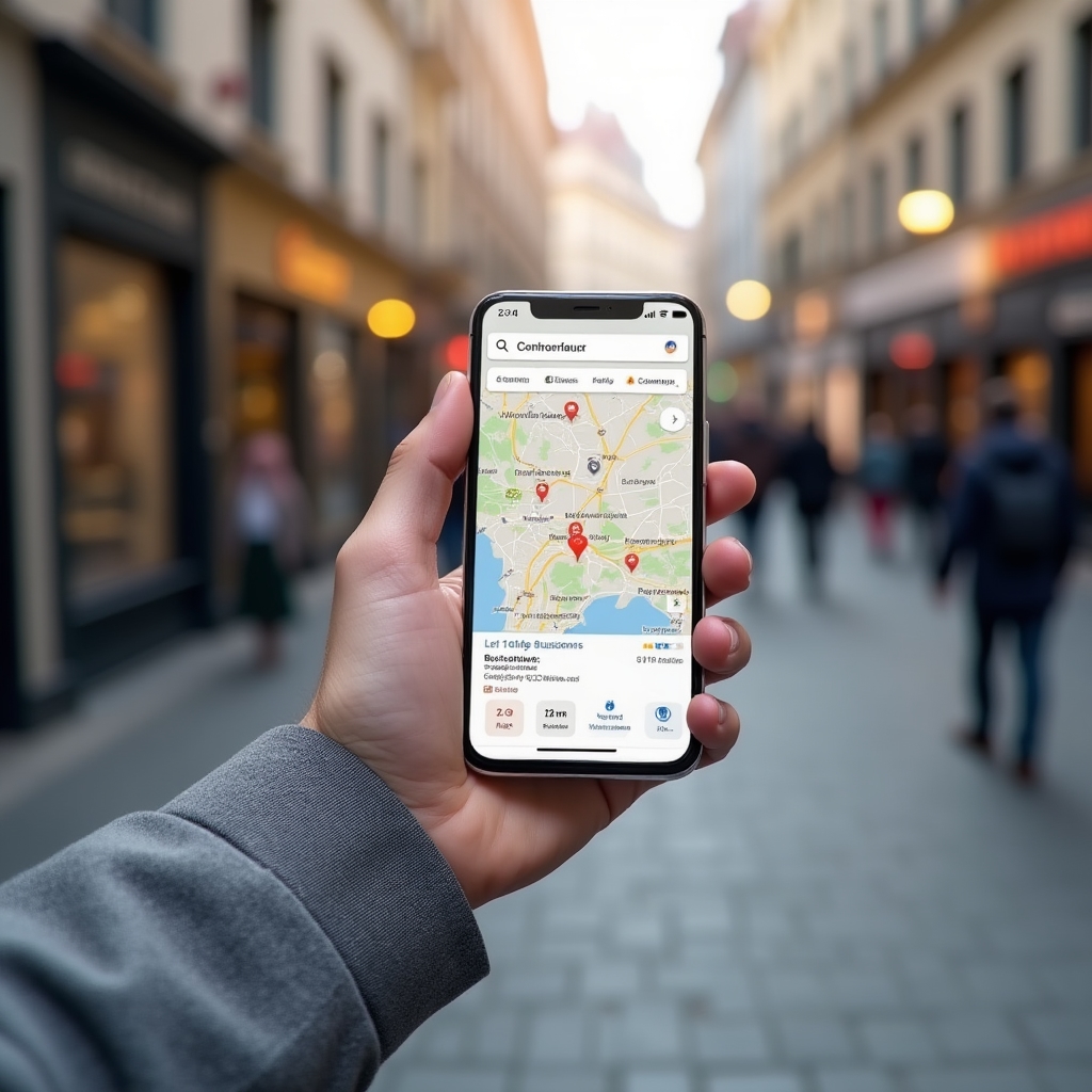 Sledování místních pozic ve vyhledávání na mobilním telefonu